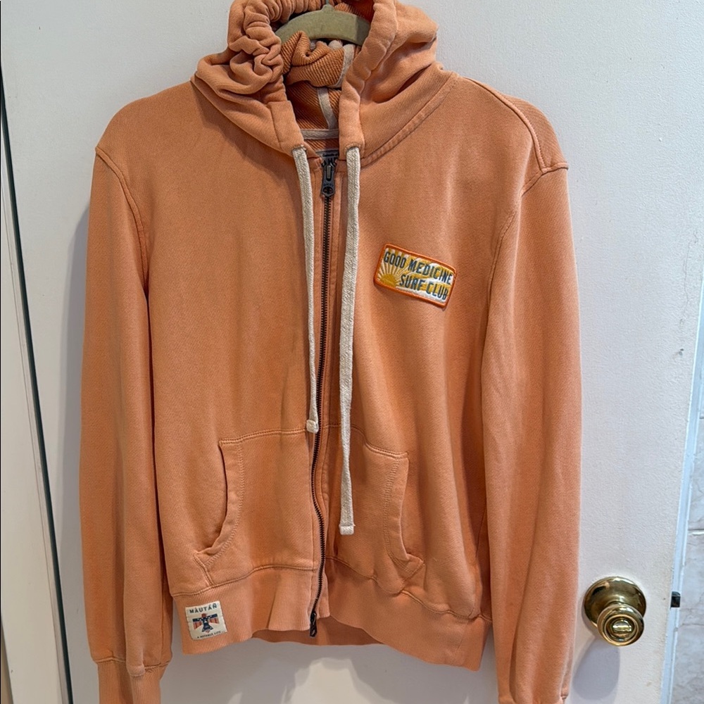 Faherty Steven Paul Judd  artist series Orange Zip-Up Hoodie sz small